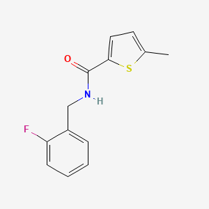 molecular formula C13H12FNOS B5180472 N-[(2-fluorophenyl)methyl]-5-methylthiophene-2-carboxamide 