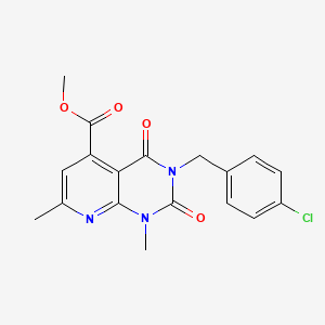 molecular formula C18H16ClN3O4 B5180668 METHYL 3-[(4-CHLOROPHENYL)METHYL]-1,7-DIMETHYL-2,4-DIOXO-1H,2H,3H,4H-PYRIDO[2,3-D]PYRIMIDINE-5-CARBOXYLATE 