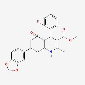 molecular formula C25H22FNO5 B5180679 methyl 7-(1,3-benzodioxol-5-yl)-4-(2-fluorophenyl)-2-methyl-5-oxo-1,4,5,6,7,8-hexahydroquinoline-3-carboxylate CAS No. 5787-14-4