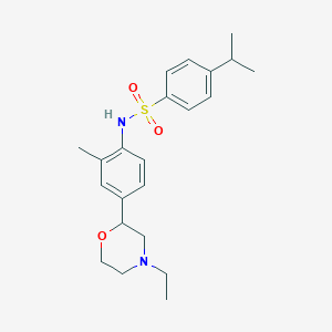 molecular formula C22H30N2O3S B051808 Benzenesulfonamide, N-(4-(4-ethyl-2-morpholinyl)-2-methylphenyl)-4-(1-methylethyl)- CAS No. 1010382-72-5