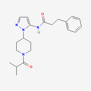 molecular formula C21H28N4O2 B5180872 N-[2-[1-(2-methylpropanoyl)piperidin-4-yl]pyrazol-3-yl]-3-phenylpropanamide 