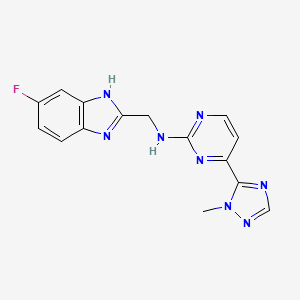 molecular formula C15H13FN8 B5180938 N-[(6-fluoro-1H-benzimidazol-2-yl)methyl]-4-(2-methyl-1,2,4-triazol-3-yl)pyrimidin-2-amine 