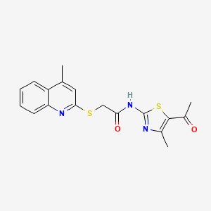 molecular formula C18H17N3O2S2 B5181153 N-(5-acetyl-4-methyl-1,3-thiazol-2-yl)-2-(4-methylquinolin-2-yl)sulfanylacetamide 