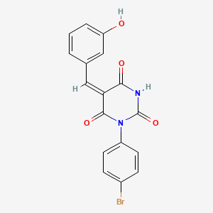 molecular formula C17H11BrN2O4 B5181546 (5E)-1-(4-bromophenyl)-5-(3-hydroxybenzylidene)pyrimidine-2,4,6(1H,3H,5H)-trione 
