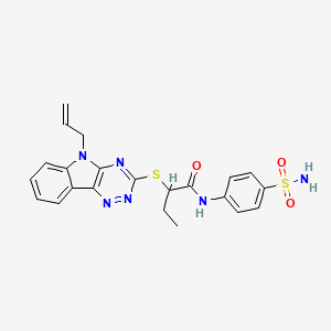 molecular formula C22H22N6O3S2 B5181632 2-{[5-(prop-2-en-1-yl)-5H-[1,2,4]triazino[5,6-b]indol-3-yl]sulfanyl}-N-(4-sulfamoylphenyl)butanamide 