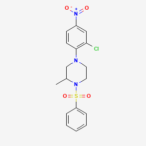 molecular formula C17H18ClN3O4S B5181696 1-(benzenesulfonyl)-4-(2-chloro-4-nitrophenyl)-2-methylpiperazine 