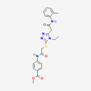 molecular formula C23H25N5O4S B5181775 methyl 4-({[(4-ethyl-5-{2-[(2-methylphenyl)amino]-2-oxoethyl}-4H-1,2,4-triazol-3-yl)sulfanyl]acetyl}amino)benzoate 