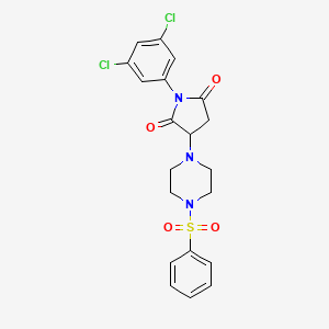 molecular formula C20H19Cl2N3O4S B5181858 1-(3,5-Dichlorophenyl)-3-[4-(phenylsulfonyl)piperazin-1-yl]pyrrolidine-2,5-dione 