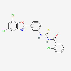 molecular formula C21H12Cl3N3O2S B5181893 2-chloro-N-[[3-(5,7-dichloro-1,3-benzoxazol-2-yl)phenyl]carbamothioyl]benzamide 