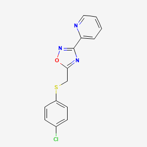 molecular formula C14H10ClN3OS B5181947 5-[(4-Chlorophenyl)sulfanylmethyl]-3-pyridin-2-yl-1,2,4-oxadiazole 