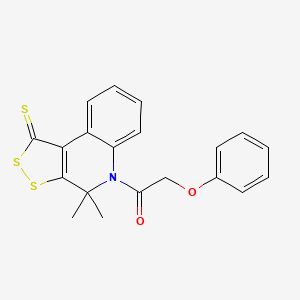 molecular formula C20H17NO2S3 B5182129 1-(4,4-dimethyl-1-thioxo-1,4-dihydro-5H-[1,2]dithiolo[3,4-c]quinolin-5-yl)-2-phenoxyethanone 