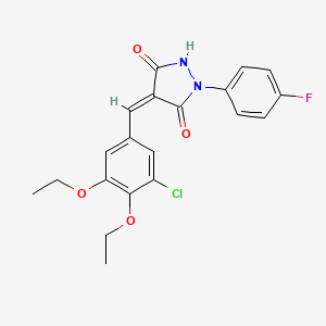 molecular formula C20H18ClFN2O4 B5182323 (4Z)-4-[(3-chloro-4,5-diethoxyphenyl)methylidene]-1-(4-fluorophenyl)pyrazolidine-3,5-dione 