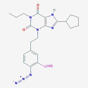 molecular formula C21H24IN7O2 B051826 3-(3-Iodo-4-azido)phenethyl-1-propyl-8-cyclopentylxanthine CAS No. 116370-33-3