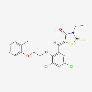 molecular formula C21H19Cl2NO3S2 B5182622 (5Z)-5-[[3,5-dichloro-2-[2-(2-methylphenoxy)ethoxy]phenyl]methylidene]-3-ethyl-2-sulfanylidene-1,3-thiazolidin-4-one 