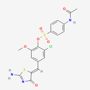 molecular formula C19H16ClN3O6S2 B5182787 2-CHLORO-4-[(2-IMINO-4-OXO-1,3-THIAZOLAN-5-YLIDEN)METHYL]-6-METHOXYPHENYL 4-(ACETYLAMINO)-1-BENZENESULFONATE 