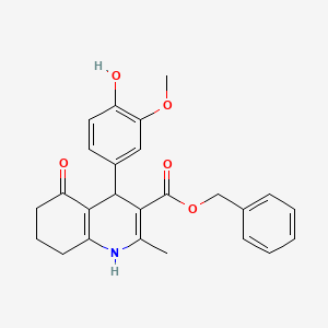 molecular formula C25H25NO5 B5182882 benzyl 4-(4-hydroxy-3-methoxyphenyl)-2-methyl-5-oxo-4,6,7,8-tetrahydro-1H-quinoline-3-carboxylate 