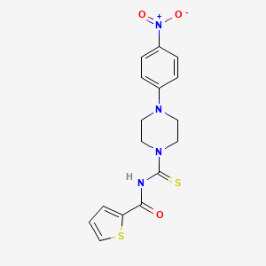 molecular formula C16H16N4O3S2 B5182944 N-{[4-(4-nitrophenyl)piperazin-1-yl]carbonothioyl}thiophene-2-carboxamide 