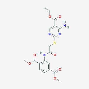 molecular formula C19H20N4O7S B5183031 Dimethyl 2-[({[4-amino-5-(ethoxycarbonyl)pyrimidin-2-yl]sulfanyl}acetyl)amino]benzene-1,4-dicarboxylate 