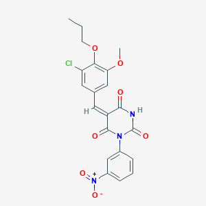 molecular formula C21H18ClN3O7 B5183034 (5E)-5-[(3-chloro-5-methoxy-4-propoxyphenyl)methylidene]-1-(3-nitrophenyl)-1,3-diazinane-2,4,6-trione 