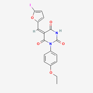 molecular formula C17H13IN2O5 B5183059 (5E)-1-(4-ethoxyphenyl)-5-[(5-iodofuran-2-yl)methylidene]pyrimidine-2,4,6(1H,3H,5H)-trione 