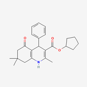 molecular formula C24H29NO3 B5183184 Cyclopentyl 2,7,7-trimethyl-5-oxo-4-phenyl-1,4,5,6,7,8-hexahydroquinoline-3-carboxylate 