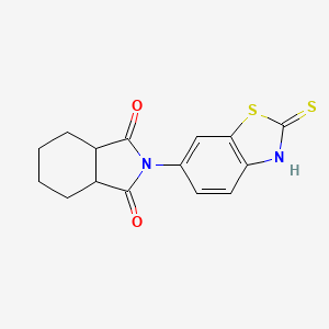 molecular formula C15H14N2O2S2 B5183281 2-(2-sulfanylidene-3H-1,3-benzothiazol-6-yl)-3a,4,5,6,7,7a-hexahydroisoindole-1,3-dione 