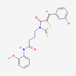 molecular formula C21H19BrN2O3S2 B5183615 4-[(5Z)-5-[(3-bromophenyl)methylidene]-4-oxo-2-sulfanylidene-1,3-thiazolidin-3-yl]-N-(2-methoxyphenyl)butanamide 