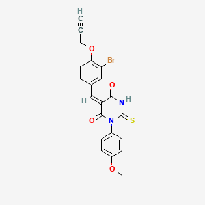 molecular formula C22H17BrN2O4S B5183680 (5E)-5-[(3-bromo-4-prop-2-ynoxyphenyl)methylidene]-1-(4-ethoxyphenyl)-2-sulfanylidene-1,3-diazinane-4,6-dione 