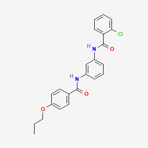 molecular formula C23H21ClN2O3 B5183686 2-chloro-N-(3-{[(4-propoxyphenyl)carbonyl]amino}phenyl)benzamide 