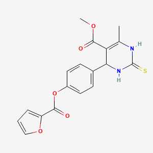 molecular formula C18H16N2O5S B5183759 METHYL 4-[4-(FURAN-2-CARBONYLOXY)PHENYL]-6-METHYL-2-SULFANYLIDENE-1,2,3,4-TETRAHYDROPYRIMIDINE-5-CARBOXYLATE 