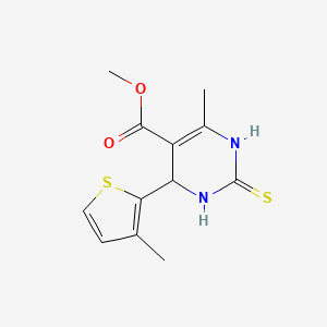 molecular formula C12H14N2O2S2 B5183796 Methyl 4-methyl-6-(3-methylthiophen-2-yl)-2-sulfanyl-1,6-dihydropyrimidine-5-carboxylate 