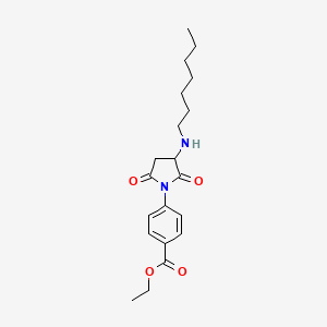 molecular formula C20H28N2O4 B5183986 Ethyl 4-[3-(heptylamino)-2,5-dioxopyrrolidin-1-yl]benzoate 