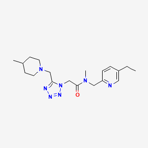 molecular formula C19H29N7O B5184325 N-[(5-ethylpyridin-2-yl)methyl]-N-methyl-2-[5-[(4-methylpiperidin-1-yl)methyl]tetrazol-1-yl]acetamide 