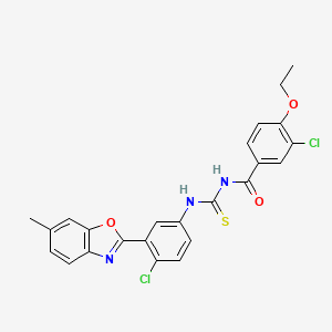 molecular formula C24H19Cl2N3O3S B5184350 3-chloro-N-{[4-chloro-3-(6-methyl-1,3-benzoxazol-2-yl)phenyl]carbamothioyl}-4-ethoxybenzamide 