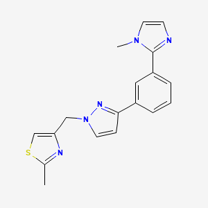 molecular formula C18H17N5S B5184515 2-Methyl-4-[[3-[3-(1-methylimidazol-2-yl)phenyl]pyrazol-1-yl]methyl]-1,3-thiazole 