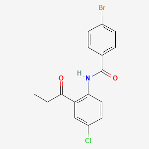 molecular formula C16H13BrClNO2 B5184574 4-bromo-N-(4-chloro-2-propanoylphenyl)benzamide 