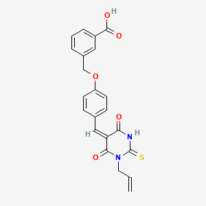 molecular formula C22H18N2O5S B5184590 3-[(4-{(E)-[4,6-dioxo-1-(prop-2-en-1-yl)-2-thioxotetrahydropyrimidin-5(2H)-ylidene]methyl}phenoxy)methyl]benzoic acid 