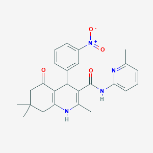 molecular formula C25H26N4O4 B5184749 2,7,7-trimethyl-N-(6-methylpyridin-2-yl)-4-(3-nitrophenyl)-5-oxo-1,4,5,6,7,8-hexahydroquinoline-3-carboxamide 