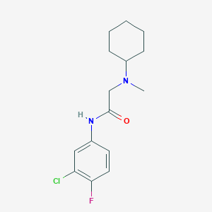 molecular formula C15H20ClFN2O B5184778 N-(3-chloro-4-fluorophenyl)-2-[cyclohexyl(methyl)amino]acetamide 