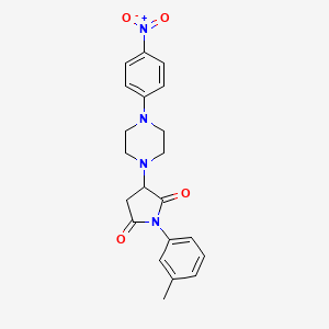 molecular formula C21H22N4O4 B5184794 1-(3-Methylphenyl)-3-[4-(4-nitrophenyl)piperazin-1-yl]pyrrolidine-2,5-dione 