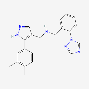 molecular formula C21H22N6 B5185038 N-[[5-(3,4-dimethylphenyl)-1H-pyrazol-4-yl]methyl]-1-[2-(1,2,4-triazol-1-yl)phenyl]methanamine 