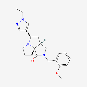 molecular formula C22H28N4O2 B5185077 (3aS*,5S*,9aS*)-5-(1-ethyl-1H-pyrazol-4-yl)-2-(2-methoxybenzyl)hexahydro-7H-pyrrolo[3,4-g]pyrrolizin-1(2H)-one 