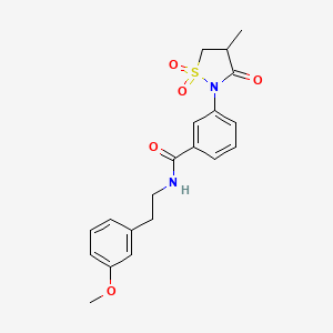 molecular formula C20H22N2O5S B5185329 N-[2-(3-methoxyphenyl)ethyl]-3-(4-methyl-1,1,3-trioxo-1,2-thiazolidin-2-yl)benzamide 