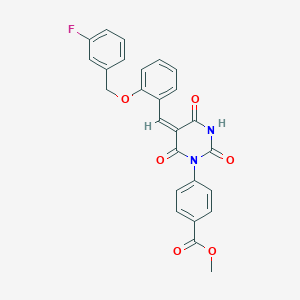 molecular formula C26H19FN2O6 B5185432 methyl 4-[(5E)-5-[[2-[(3-fluorophenyl)methoxy]phenyl]methylidene]-2,4,6-trioxo-1,3-diazinan-1-yl]benzoate 