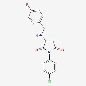 molecular formula C17H14ClFN2O2 B5185499 1-(4-Chlorophenyl)-3-[(4-fluorobenzyl)amino]pyrrolidine-2,5-dione 
