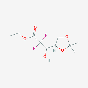 molecular formula C10H16F2O5 B051855 乙基 (3R,S)-2,2-二氟-3-羟基-3-(2,2-二甲基二氧戊环-4-基)丙酸酯 CAS No. 114420-06-3