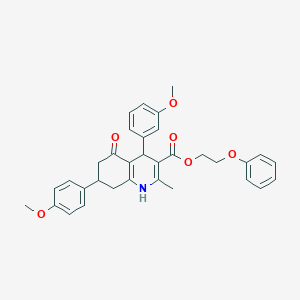 molecular formula C33H33NO6 B5185564 2-Phenoxyethyl 4-(3-methoxyphenyl)-7-(4-methoxyphenyl)-2-methyl-5-oxo-1,4,5,6,7,8-hexahydroquinoline-3-carboxylate 