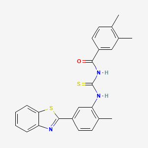molecular formula C24H21N3OS2 B5185568 N-{[5-(1,3-benzothiazol-2-yl)-2-methylphenyl]carbamothioyl}-3,4-dimethylbenzamide 