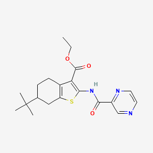 molecular formula C20H25N3O3S B5185630 ETHYL 6-TERT-BUTYL-2-(PYRAZINE-2-AMIDO)-4,5,6,7-TETRAHYDRO-1-BENZOTHIOPHENE-3-CARBOXYLATE 