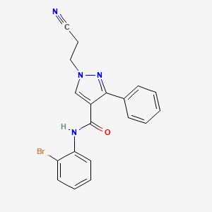 molecular formula C19H15BrN4O B5185723 N-(2-bromophenyl)-1-(2-cyanoethyl)-3-phenylpyrazole-4-carboxamide 